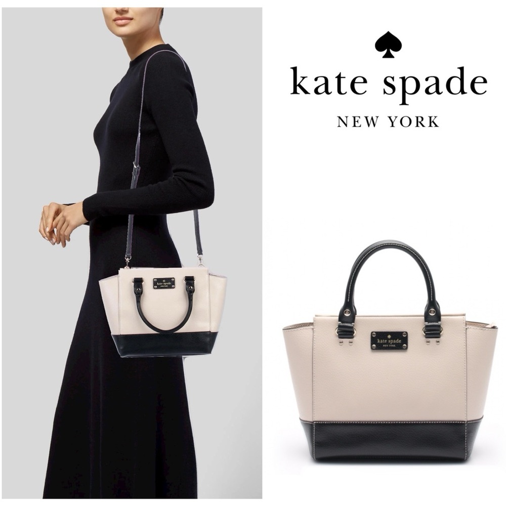 Kate Spade New York Wellesley Small Leather Camryn Bag Cream and Black